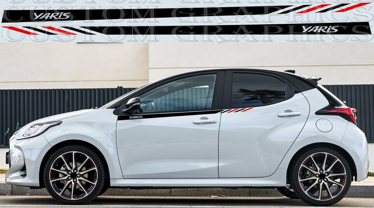 Premium quality sticker with a unique design, compatible with Yaris 2 doors. Perfect for enhancing the appearance of your vehicle with a new, stylish decal. Toyota Yaris New Graphics Best Frien Gifts