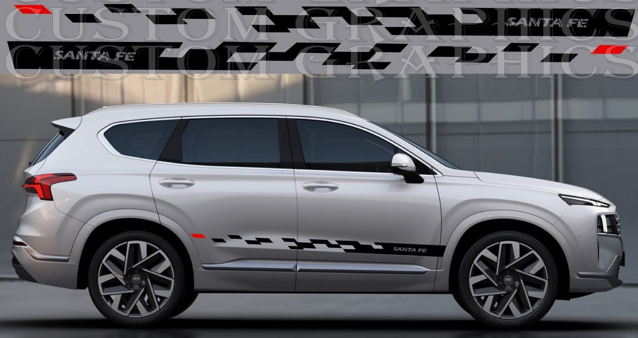 Sticker Compatible with Hyundai Santa Fe Decal Vinyl Side Door Style