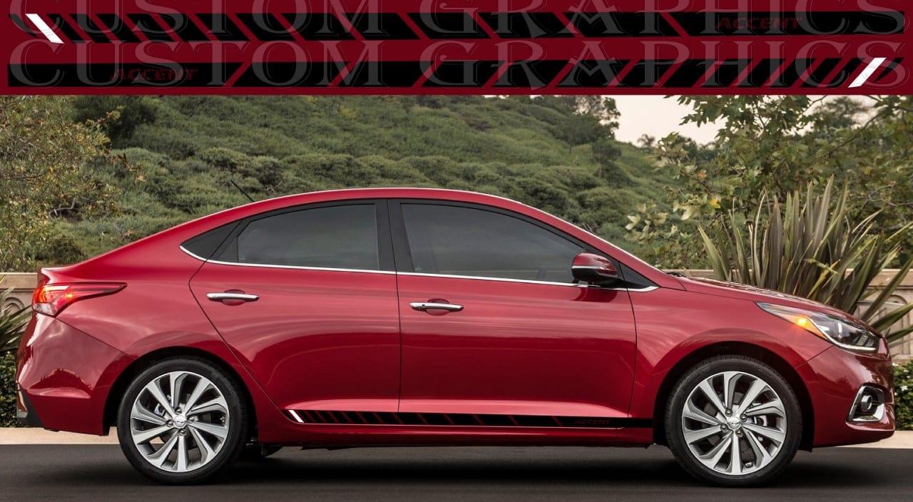 Stripes Compatible with Hyundai Accent Best 2 Color Design Vinyl