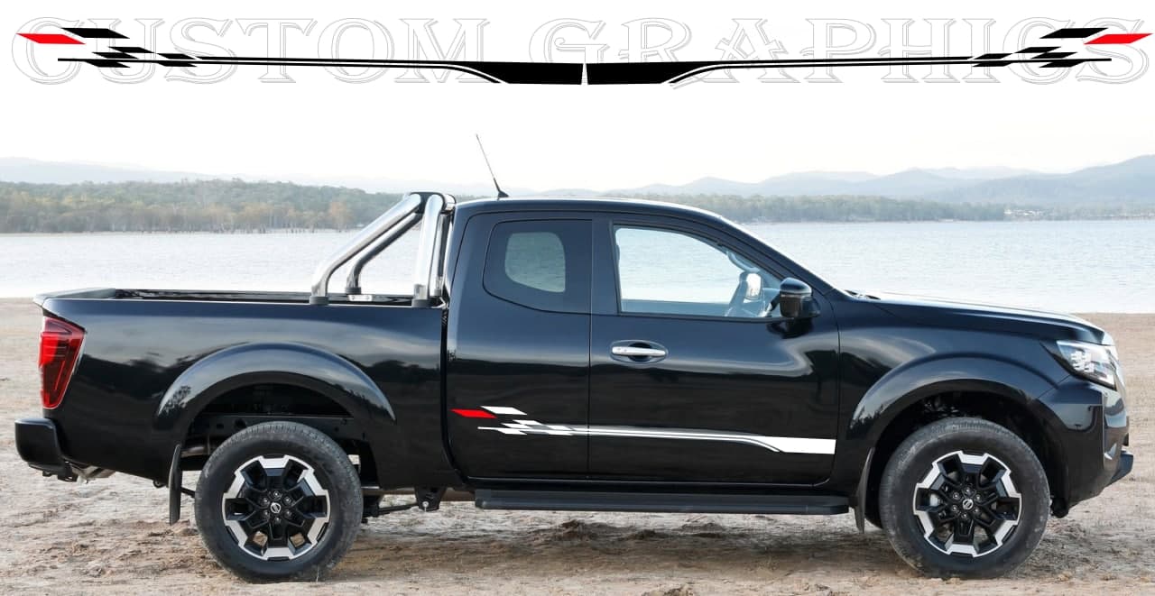 Vinyl Graphics 2 Color Finish Line Design Vinyl Stripes Compatible With Nissan Navara 2002-2022