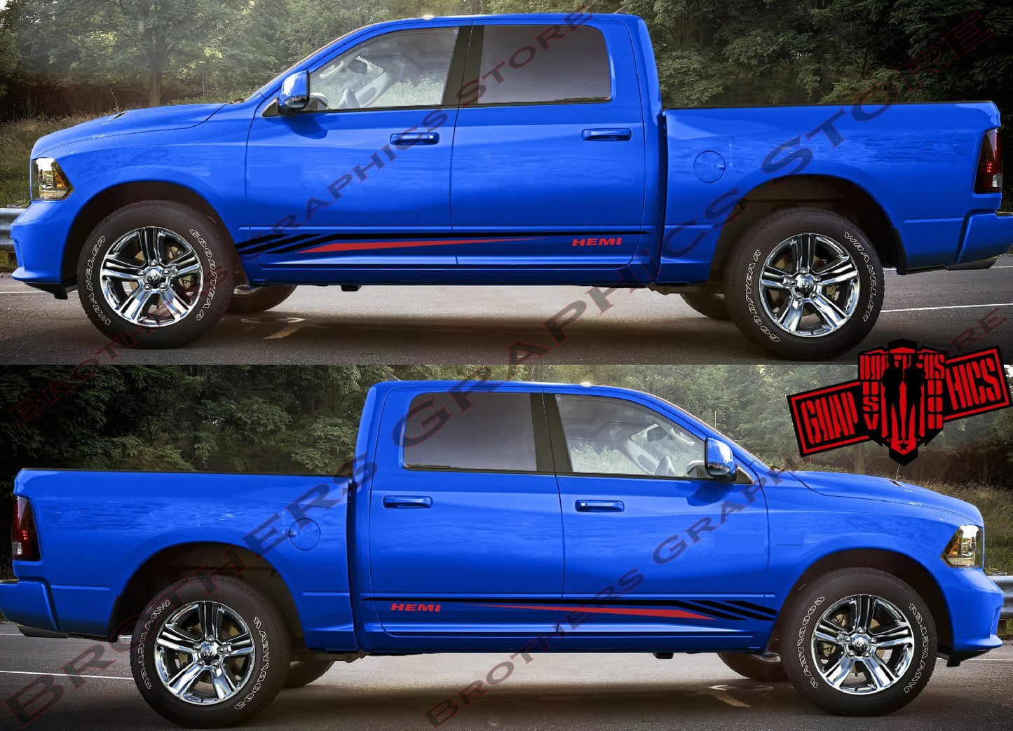 2 Color Graphics Vinyl Decals For Dodge Ram