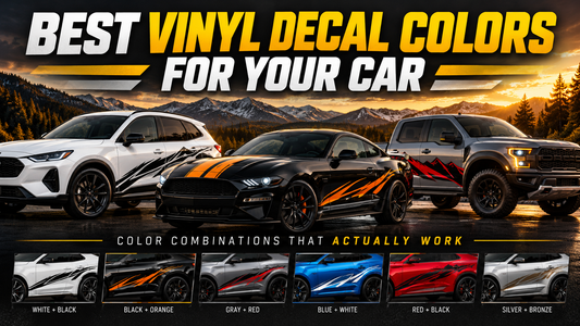 Best vinyl decal color combinations for cars, SUVs and trucks featuring black, orange, red, white and bronze automotive graphics