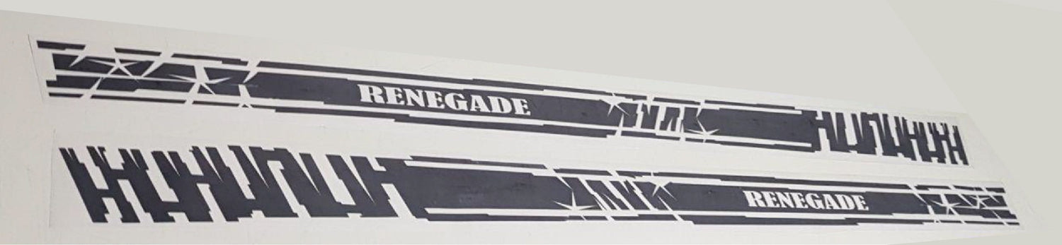 Jeep Renegade Collection  Customize your Jeep Renegade with playful vinyl decals and stripes. Designed to fit the Renegade’s compact yet rugged body. Produced from premium, weatherproof vinyl. Pre-transferred for fast and easy DIY installation