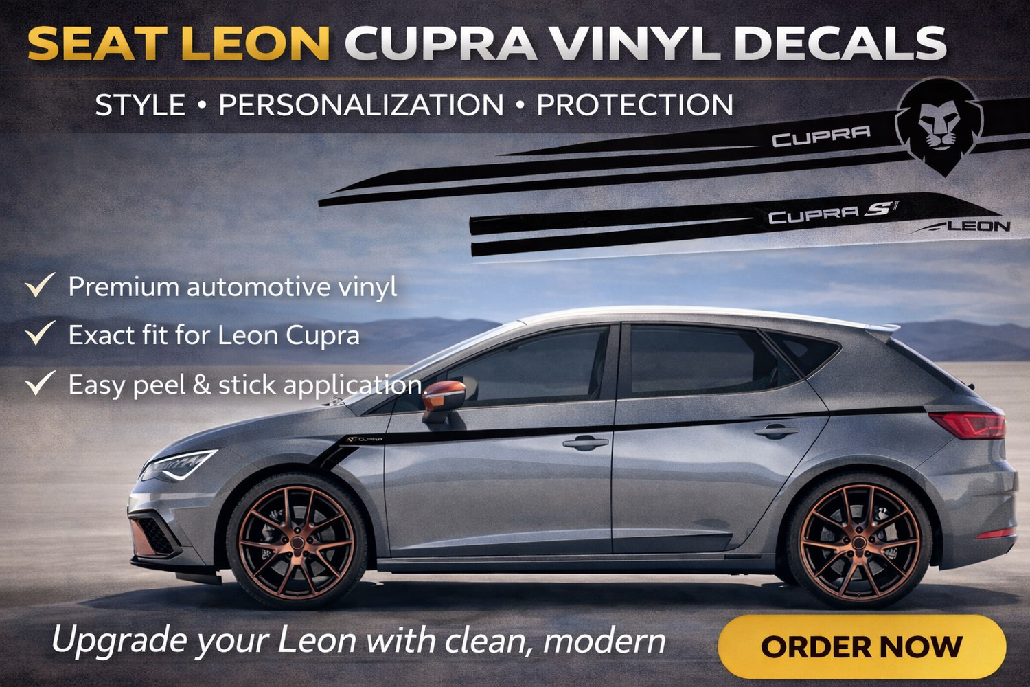 Seat Leon Collection Personalize your Seat Leon with sporty vinyl stripe kits