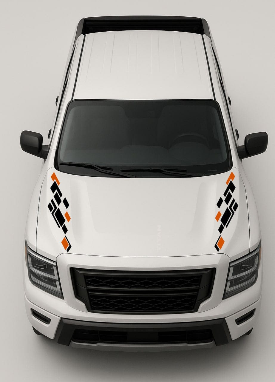 Alt text: Nissan SUV with custom vinyl decal graphics on side doors
