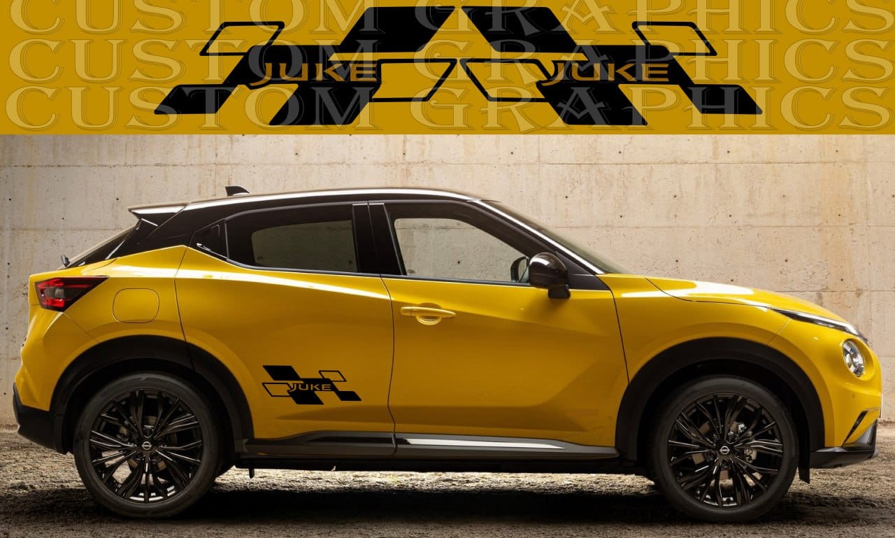 Nissan Juke vinyl decals and racing stripes installed on crossover – Brothers Graphics