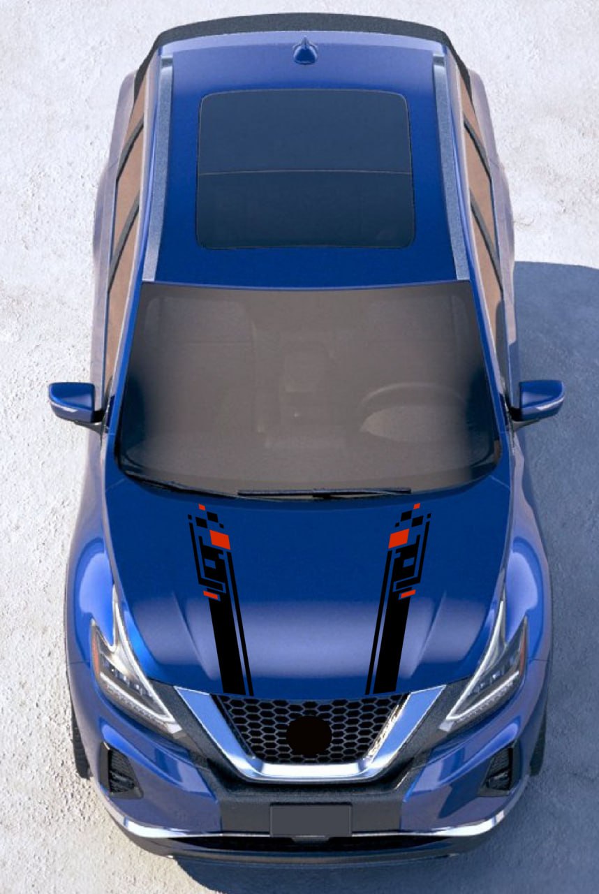 Nissan Murano with custom vinyl decals and racing stripes by Brothers Graphics