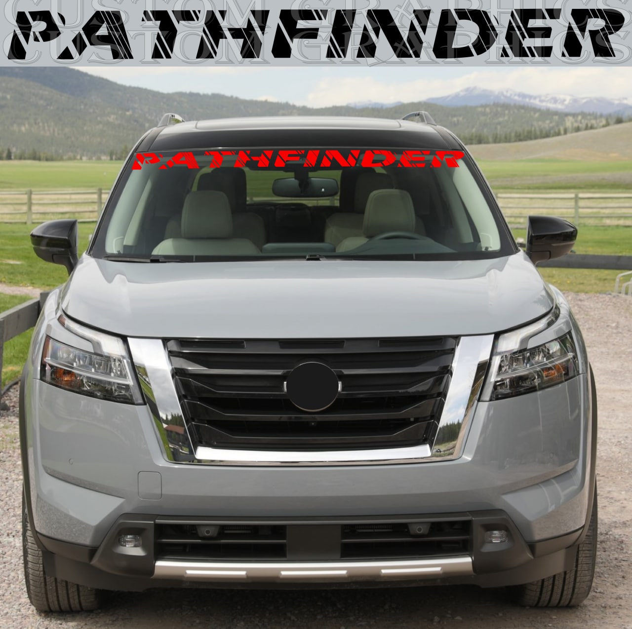 Nissan Pathfinder with custom vinyl decals and racing graphics by Brothers Graphics