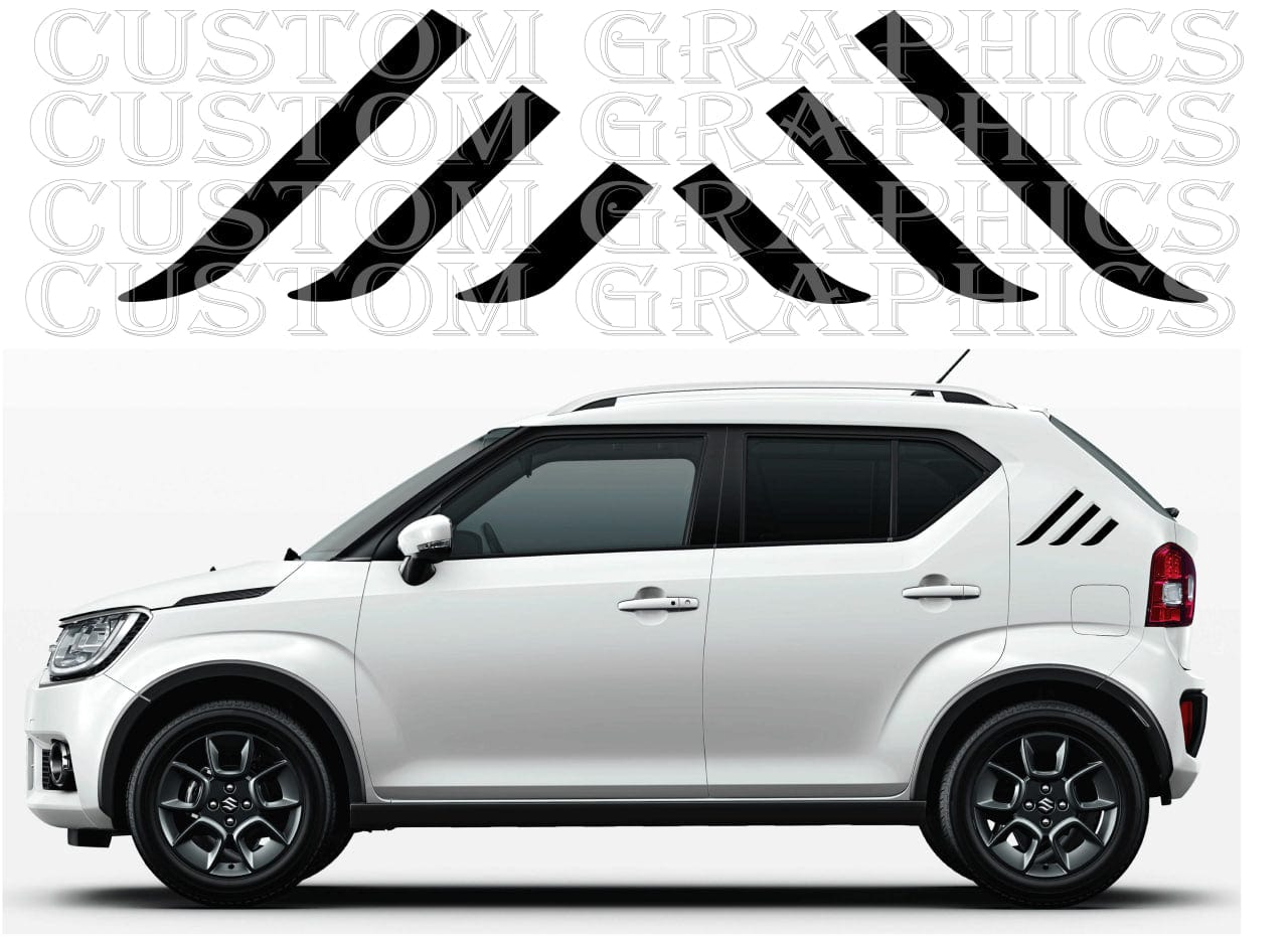 Suzuki Ignis with vinyl racing stripe decals, side stripe graphic design preview