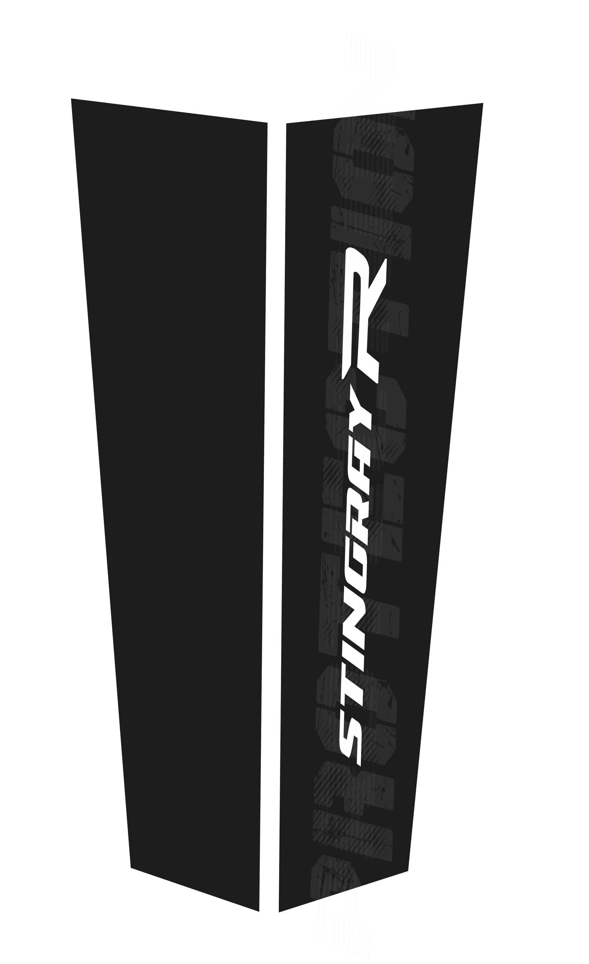 Black protective shin guards with 'Stingray' branding on a white background