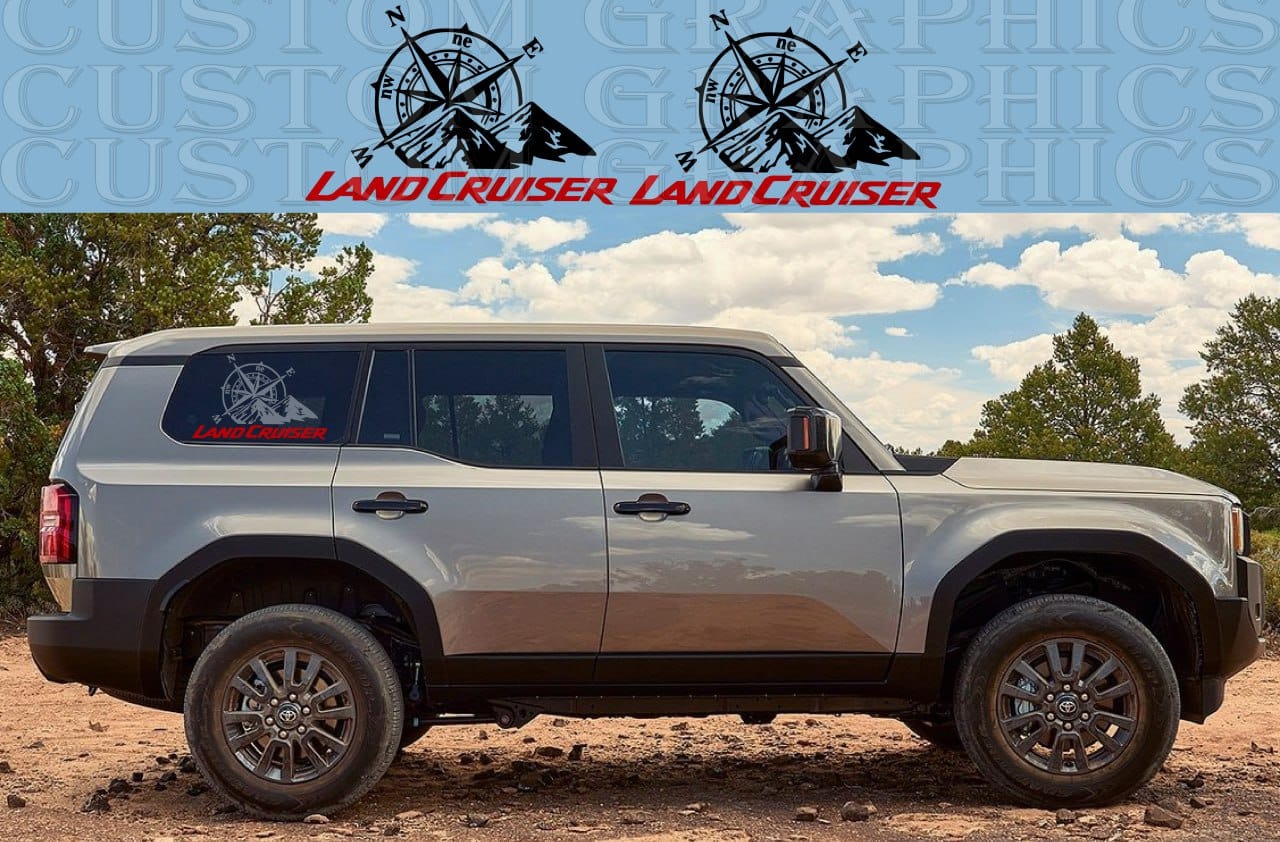 Premium Vinyl Sticker Compatible With Toyota Land Cruiser Compass Design Windows Decals