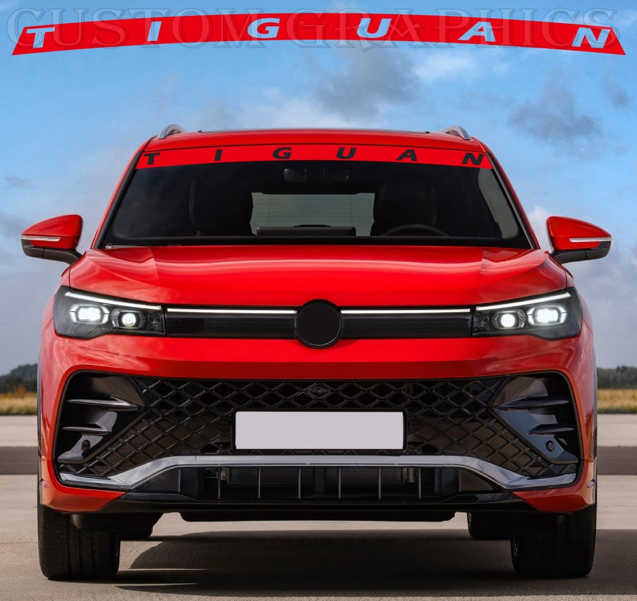 Premium Hood Window Sticker Compatible with VW Tiguan New Name Design