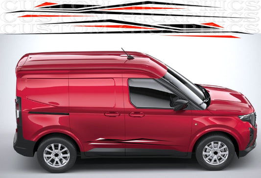 Custom decal set on Transit Courier side view


