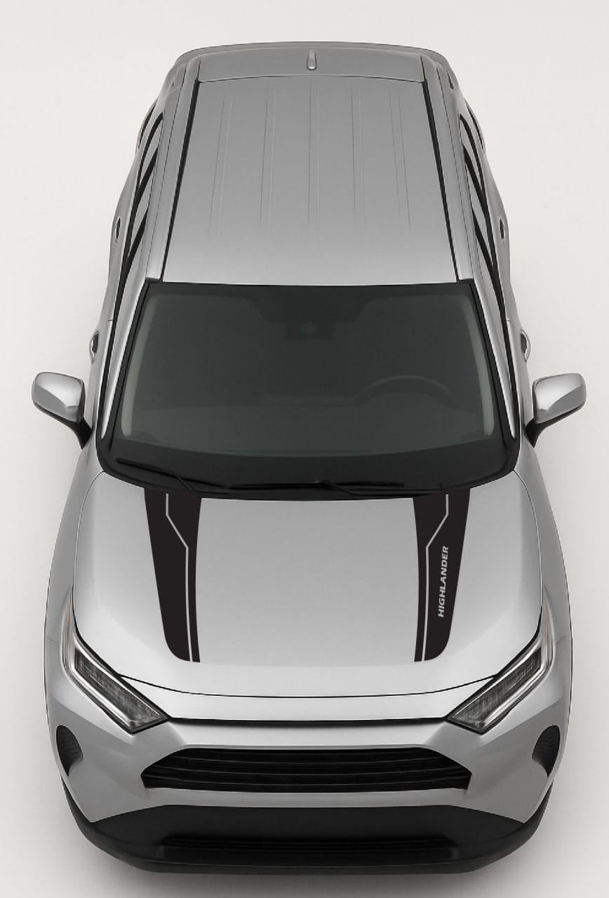 Top-down view of a silver SUV with black accents on a white background