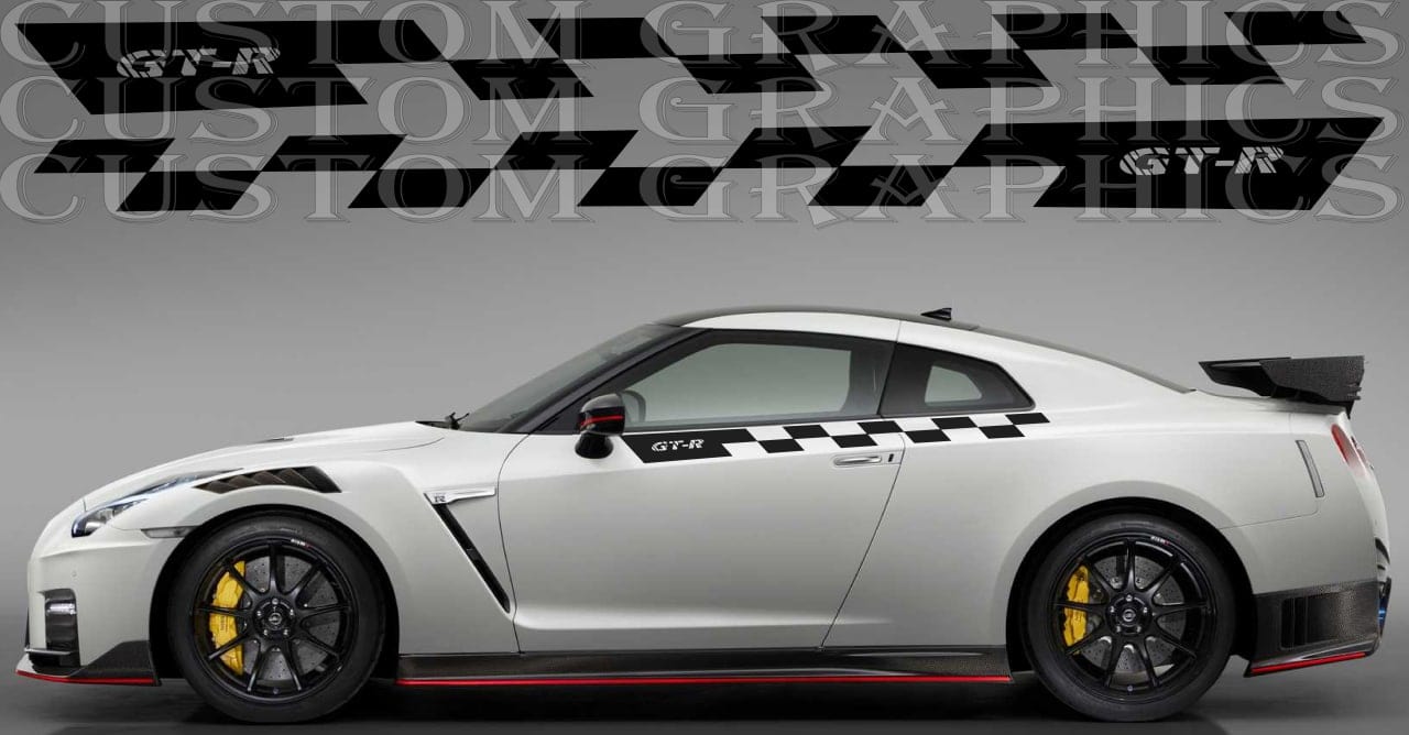 Premium Hood Stickers Compatible With Nissan GT-R GTR Sport Racing Up Line Design
