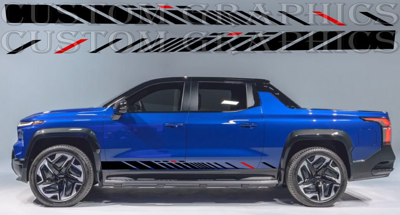 Vinyl Sticker Compatible With Chevrolet Silverado EV-RST Unique Design