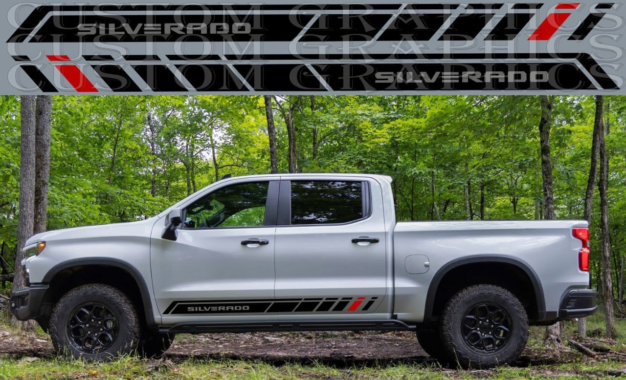 Premium Vinyl Sticker Compatible With Chevrolet Silverado ZR2 Name Line Design BFF