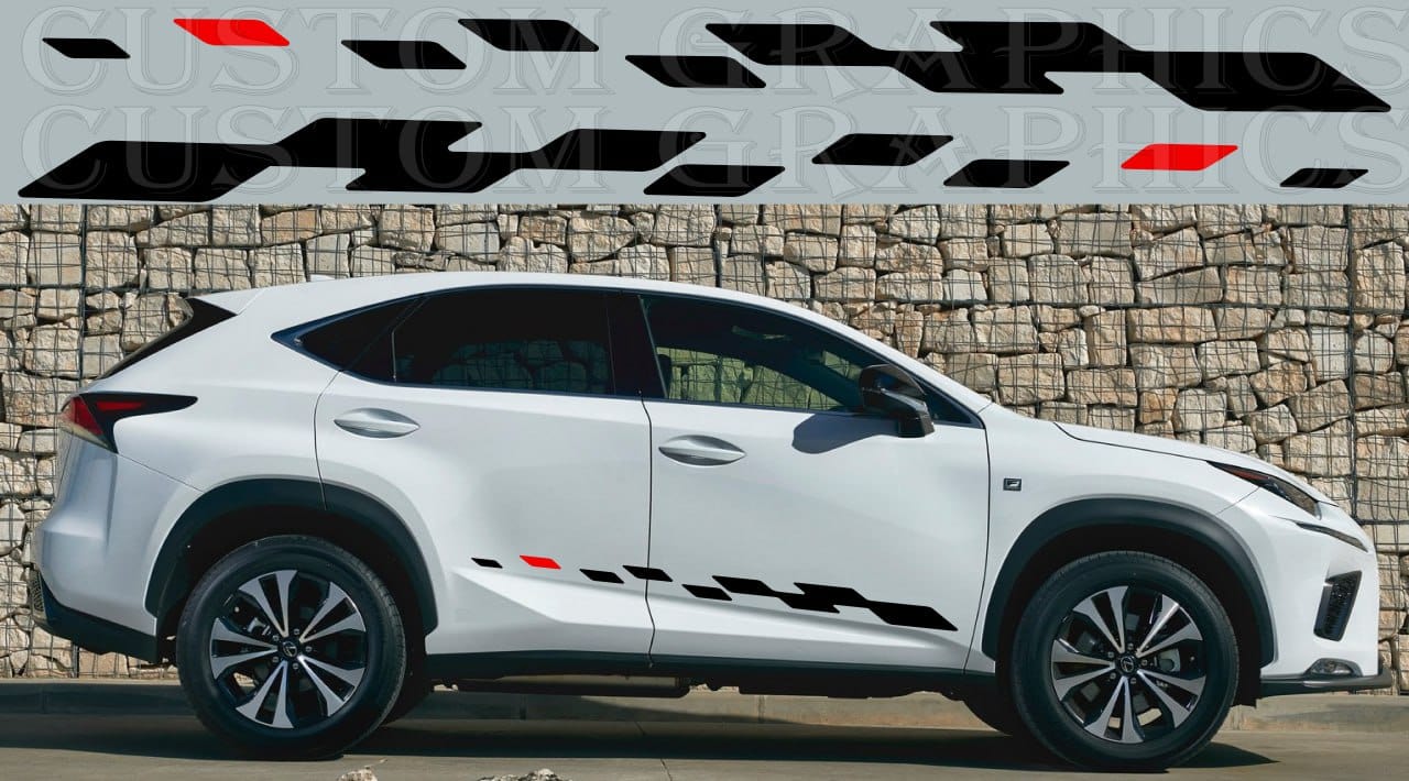 Racing Style Vinyl Side Stripe Decals for Lexus NX