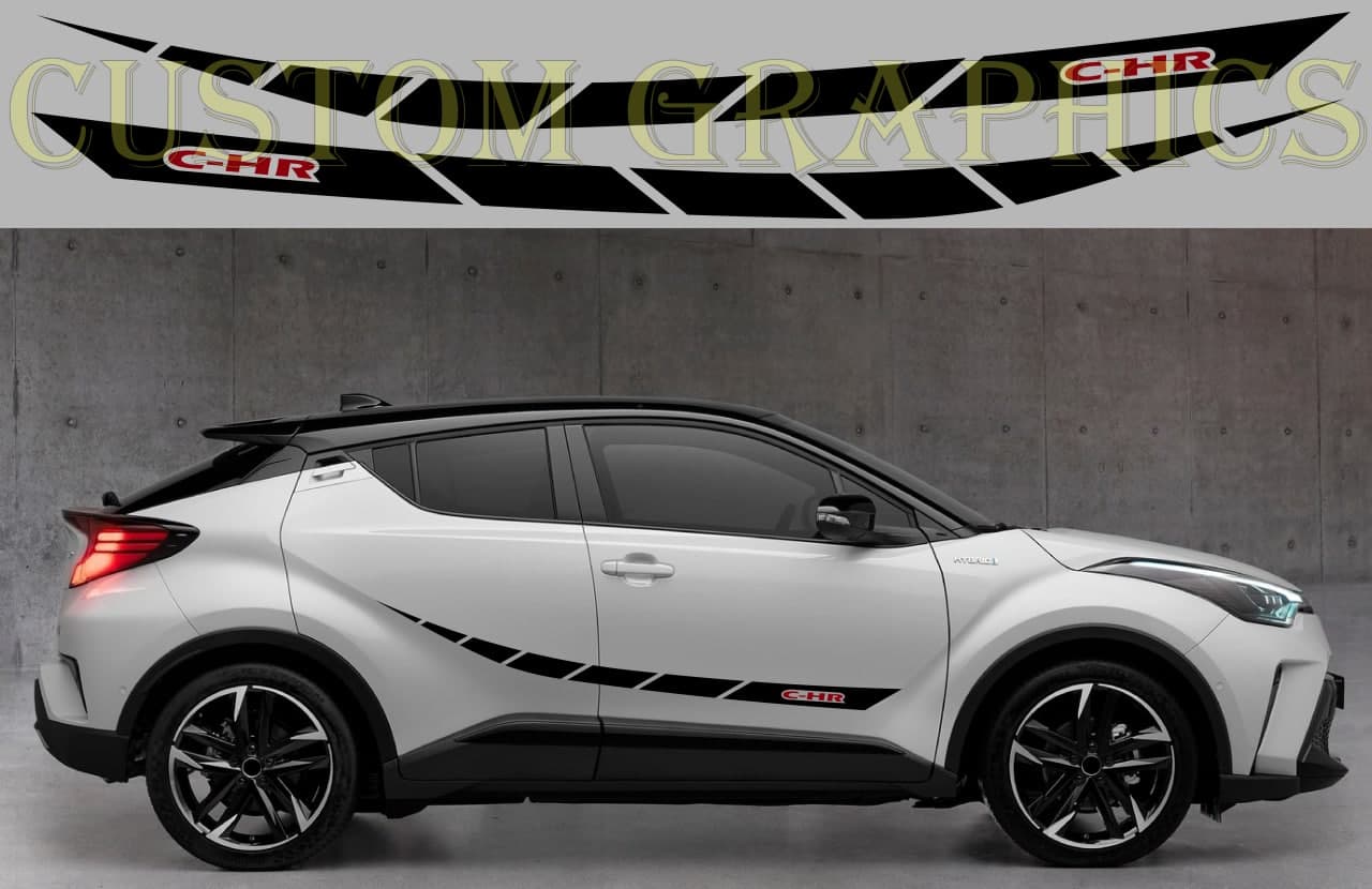 Vinyl Graphics 2 color Classic Design Vinyl Stripes Compatible With Toyota C-HR 2002-2022