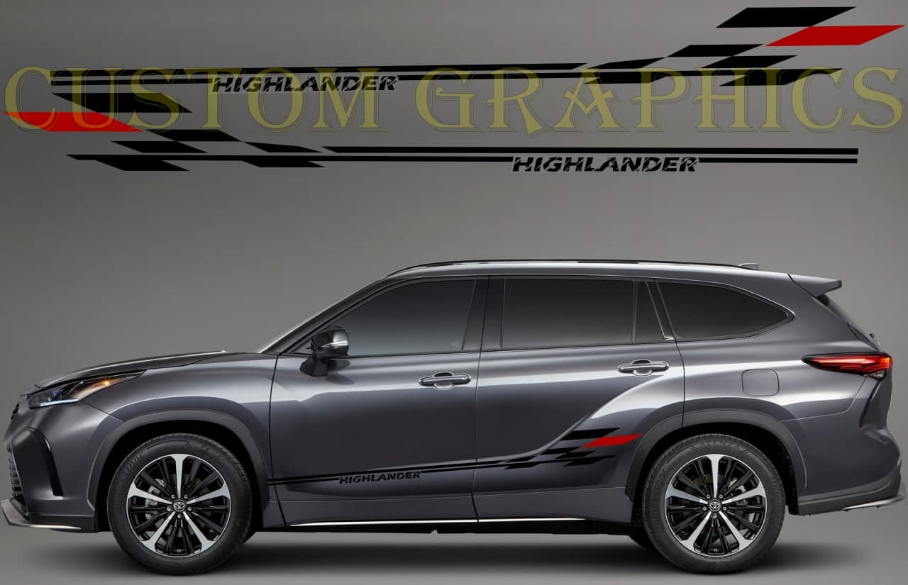 Vinyl Graphics 2 Color Finish Line Design Vinyl Stripes Compatible with Toyota Highlander