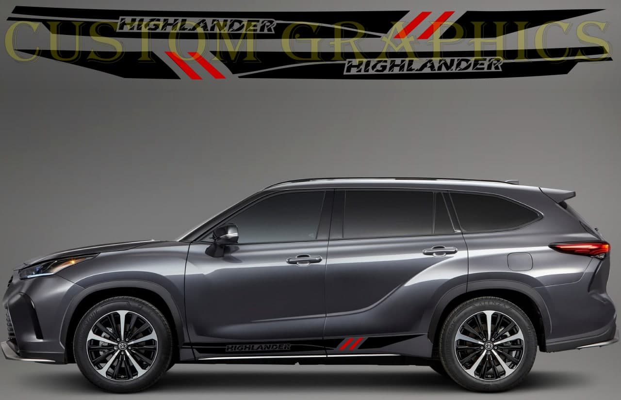 Vinyl Graphics 2 Color Unique Line Design Vinyl Stripes Compatible with Toyota Highlander
