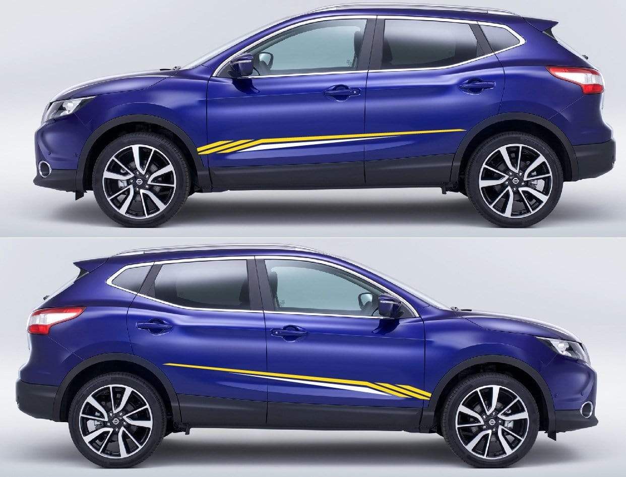 2 Color Vinyl Graphics Racing Stickers Unique Design For Nissan Qashqai