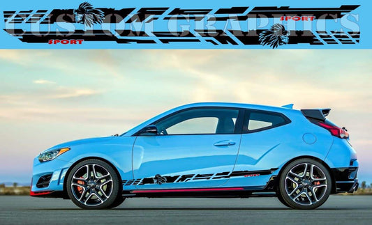 Vinyl Graphics 2 Colors Indian Man Design Decal Sticker Vinyl Side Racing Stripes for Hyundai Veloster