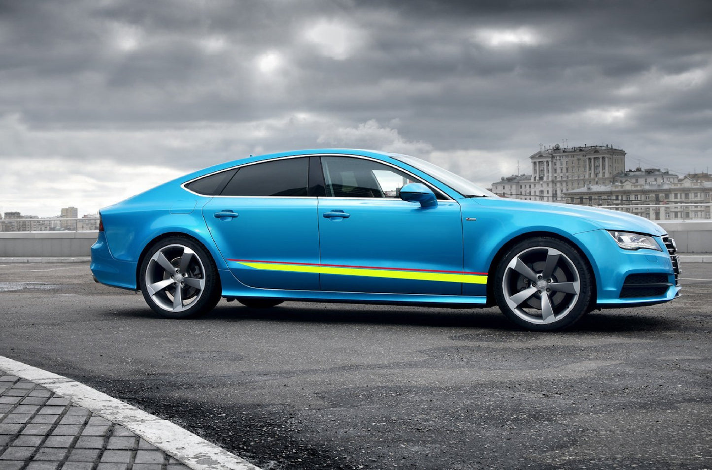 2x color Decal Sticker Vinyl Side Racing Stripes for AUDI A7