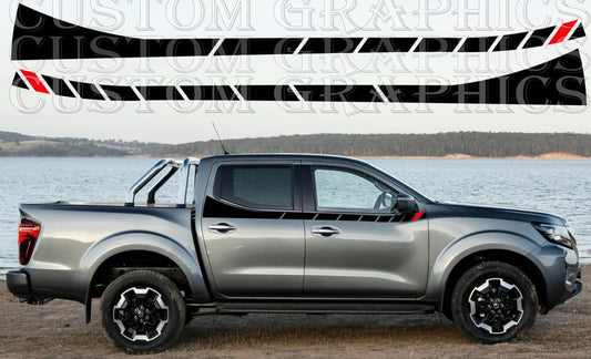 Vinyl Graphics 2x Color Up Line Design Vinyl Stripes Compatible With Nissan Navara 2002-2022