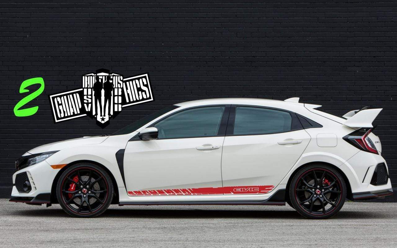 2x Decal Sticker Vinyl Side Racing Stripes for Honda Civic, All Models Size - Brothers-Graphics