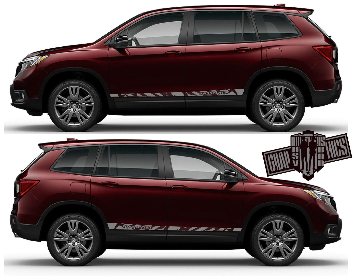 2x Decal Sticker Vinyl Side Racing Stripes for Honda Passport - Brothers-Graphics