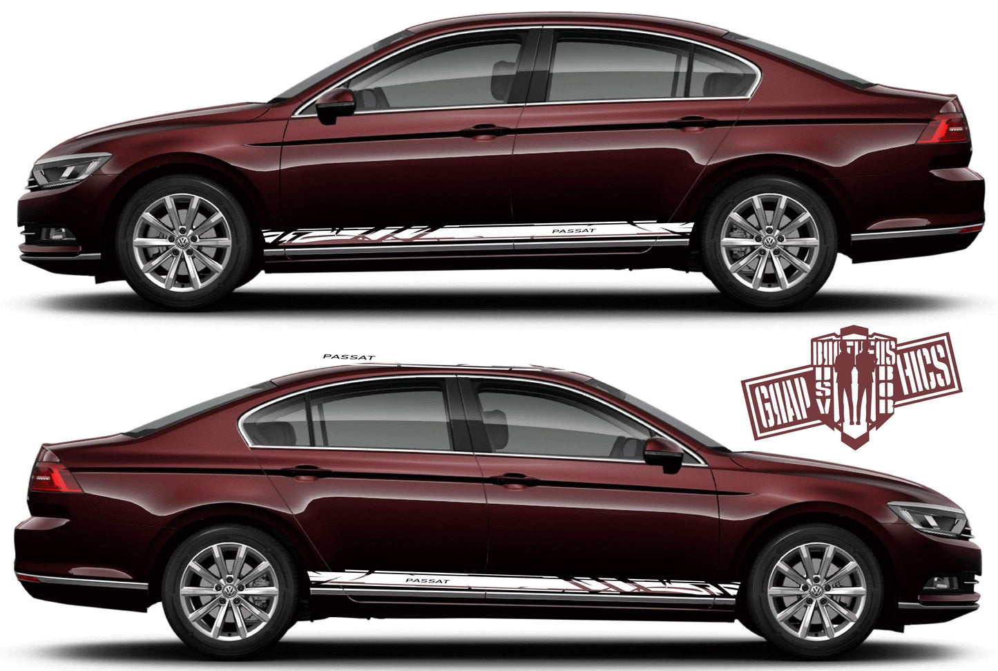 2X Vinyl Color Graphic Racing Decal Kit Sticker For VW PASSAT - Brothers-Graphics
