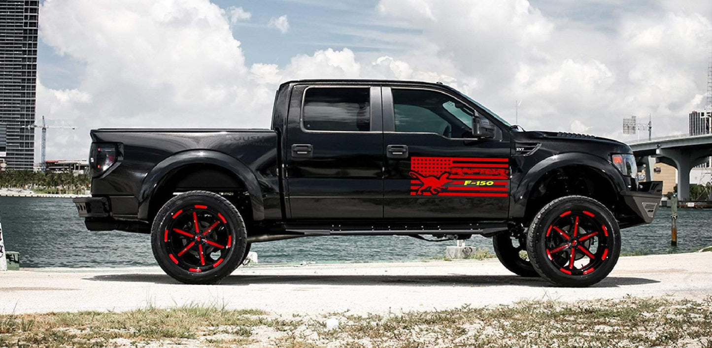 Amarecian Flag Racing Stripes Decals Vinyl Graphics For Ford F-150