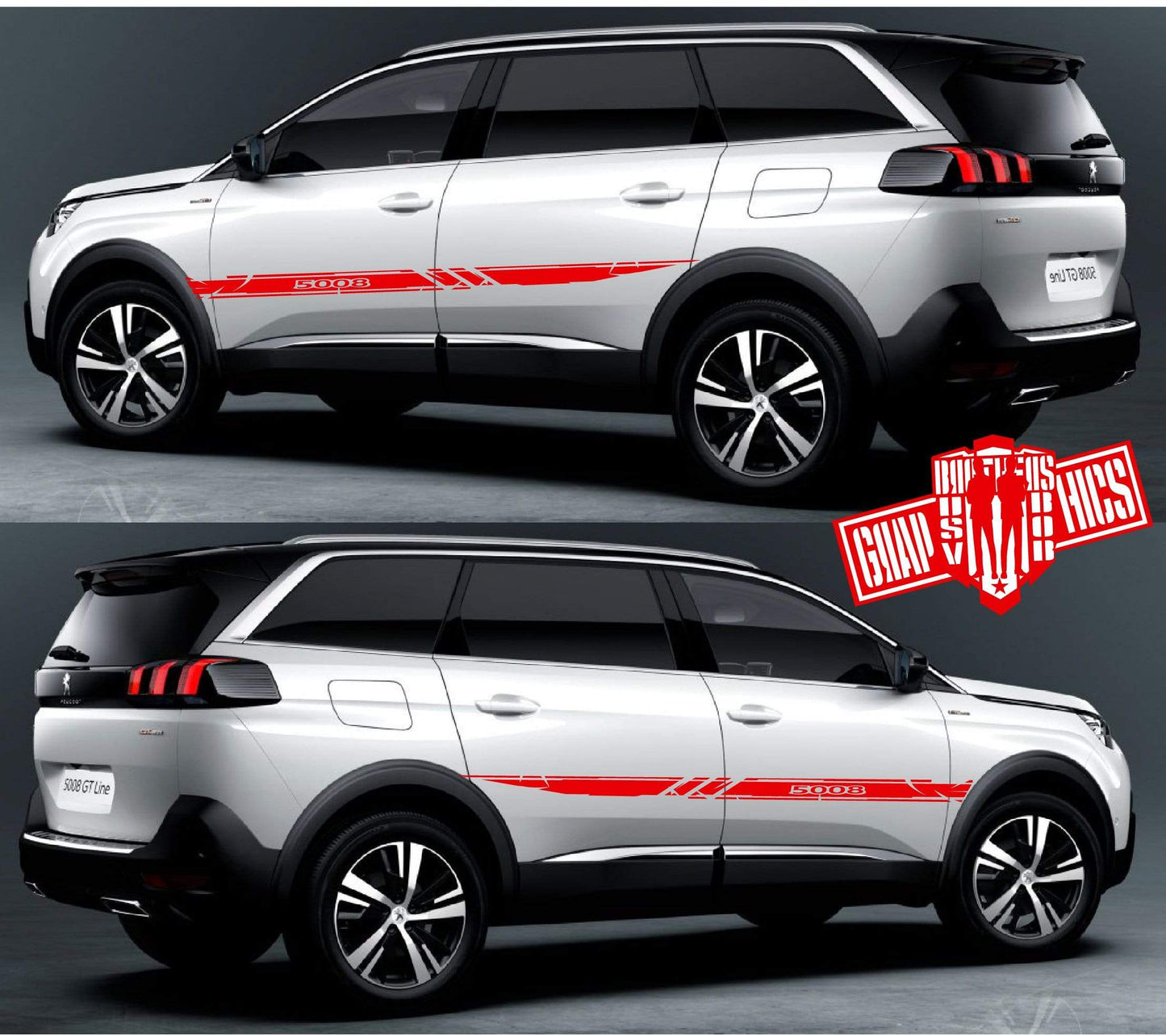Decal Sticker Vinyl Side Racing Stripes for Peugeot 5008 - Brothers-Graphics