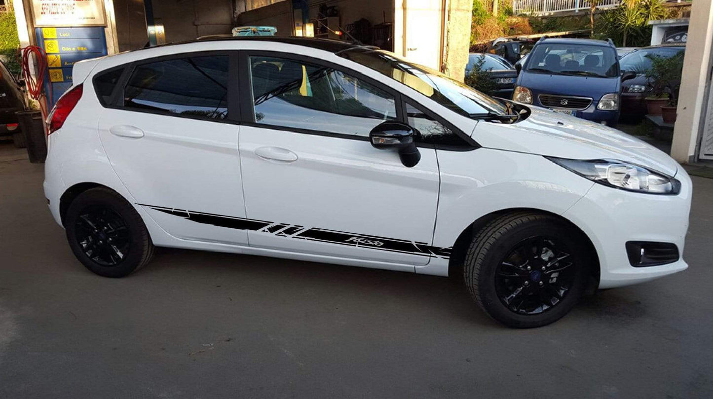 Premium Vinyl Stickers Compatible with Ford Fiesta Stylish Exclusive Auto Racing Line Design