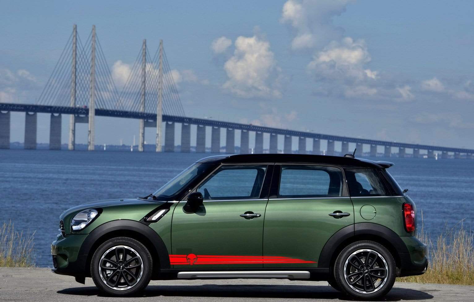 Premium Quality Vinyl Sticker fit Mini Cooper Skull line Design Automotive decals Clubman, John Cooper, Countryman