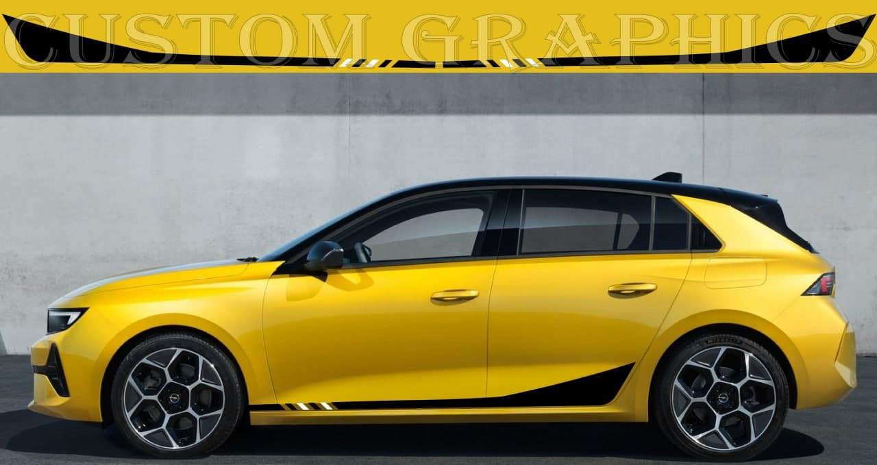 Vinyl Graphics New 2 colors line design Vinyl Stickers Compatible with Opel Astra