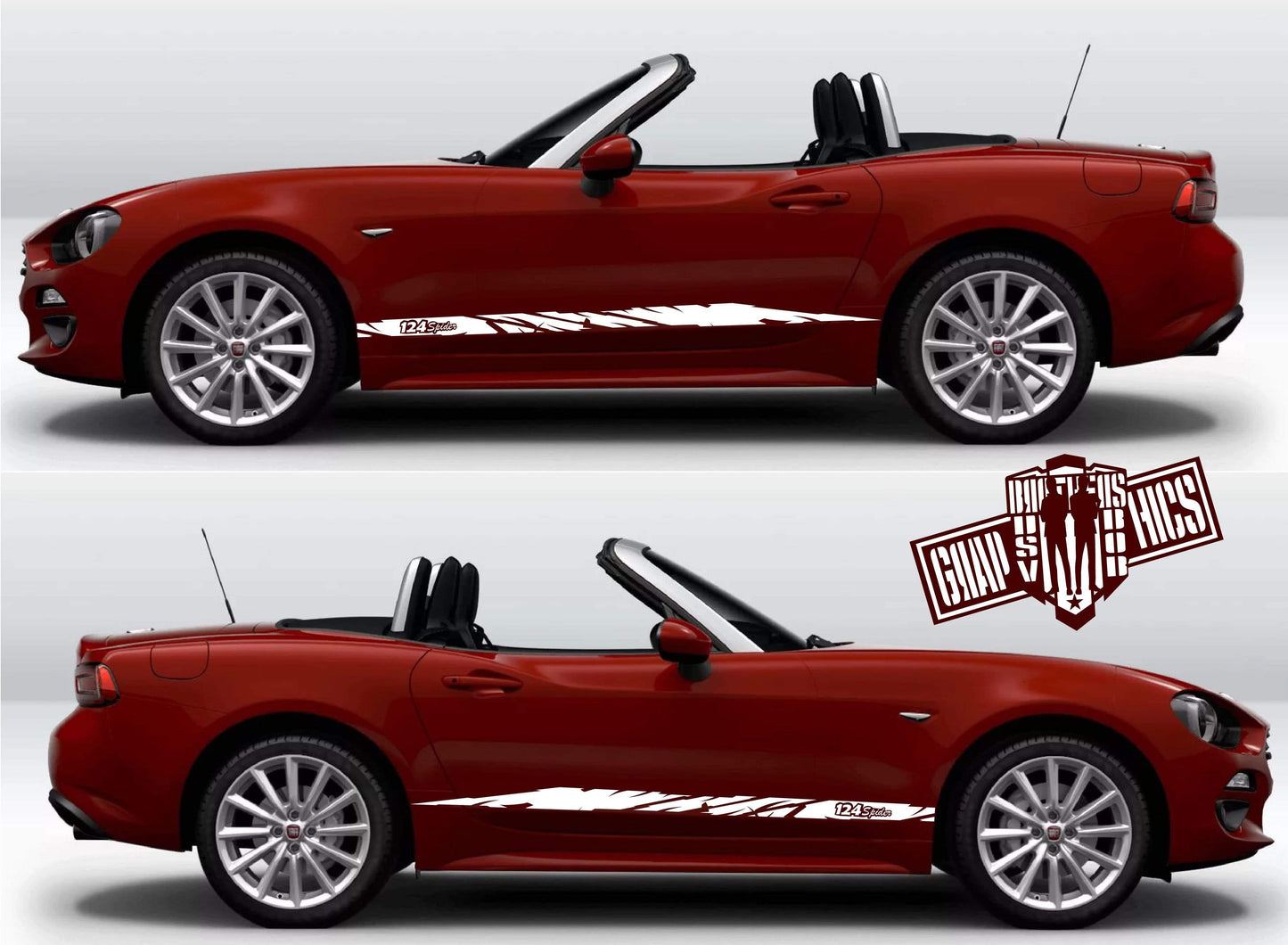 Pair decals Vinyl Stickers For Fiat Spider 124 stickers - Brothers-Graphics