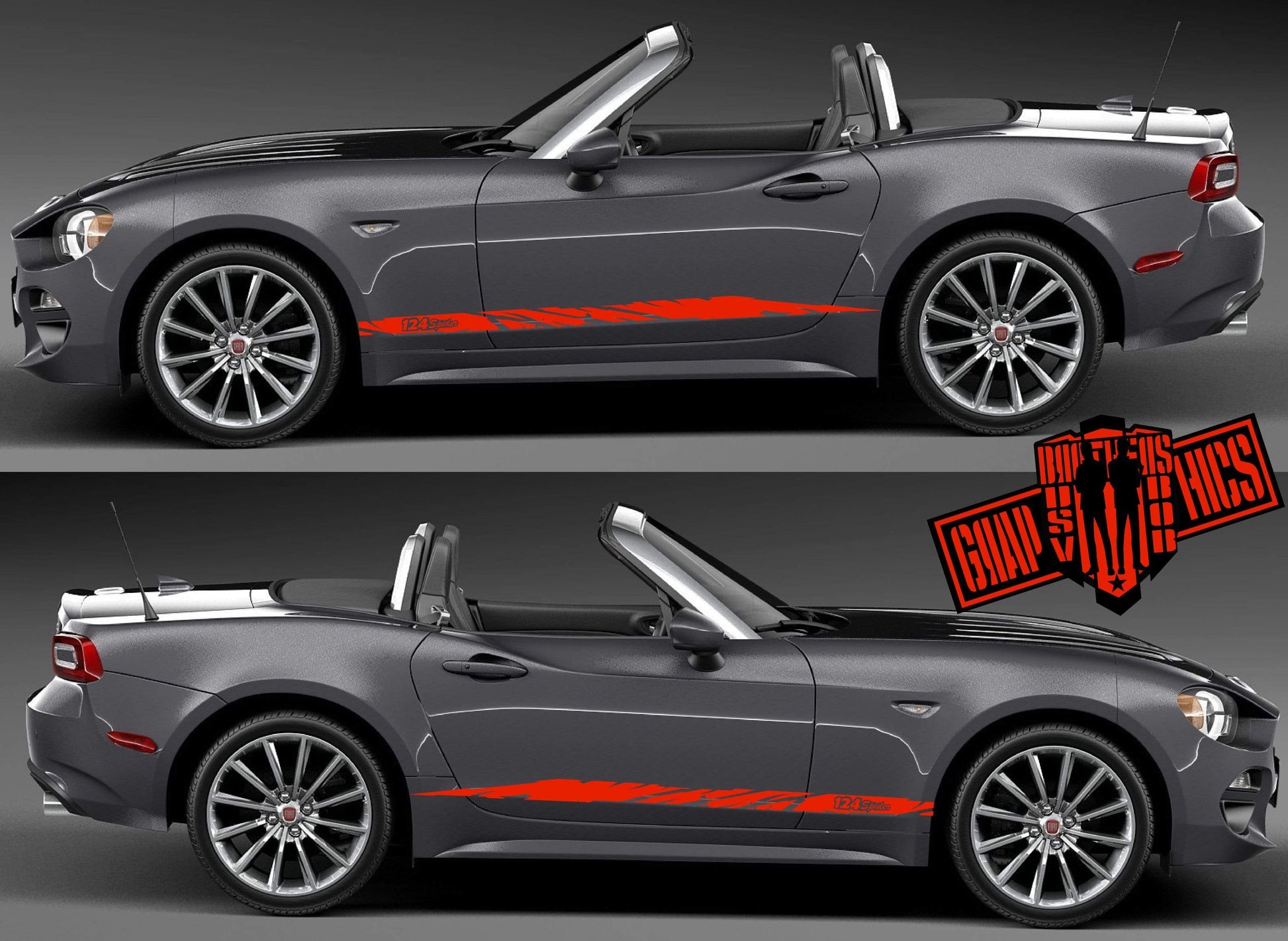 Pair decals Vinyl Stickers For Fiat Spider 124 stickers - Brothers-Graphics