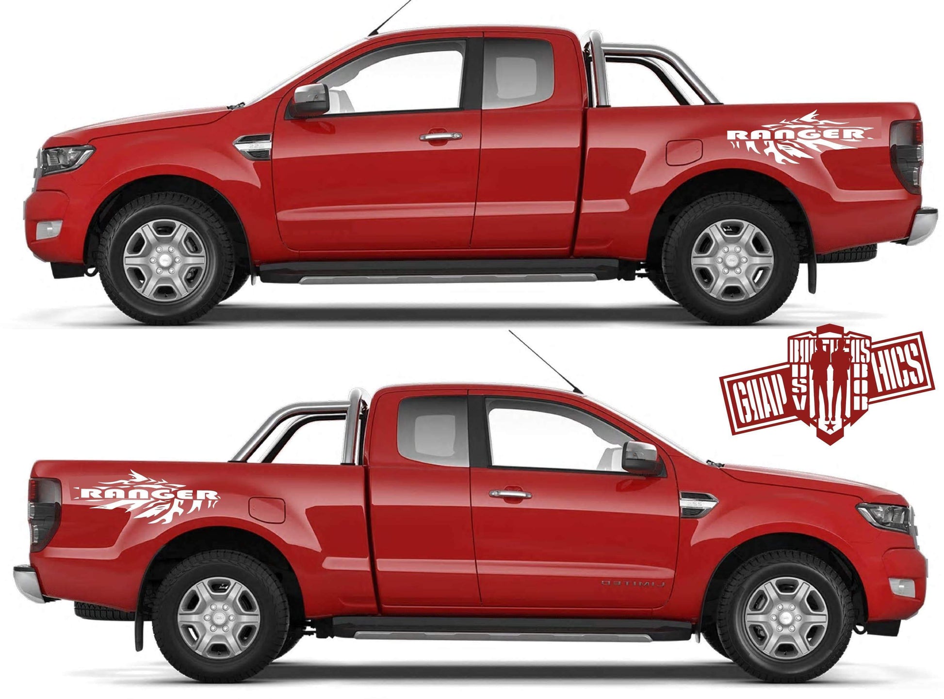Racing Decal Sticker Side Door Stripe Stickers For Ford Ranger - Brothers-Graphics