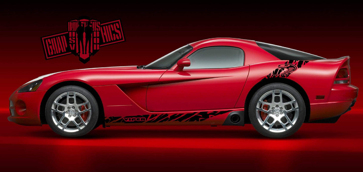 Side Vinyl Door Decal Racing Stripe stickers for Dodge Viper 2000-2019. - Brothers-Graphics