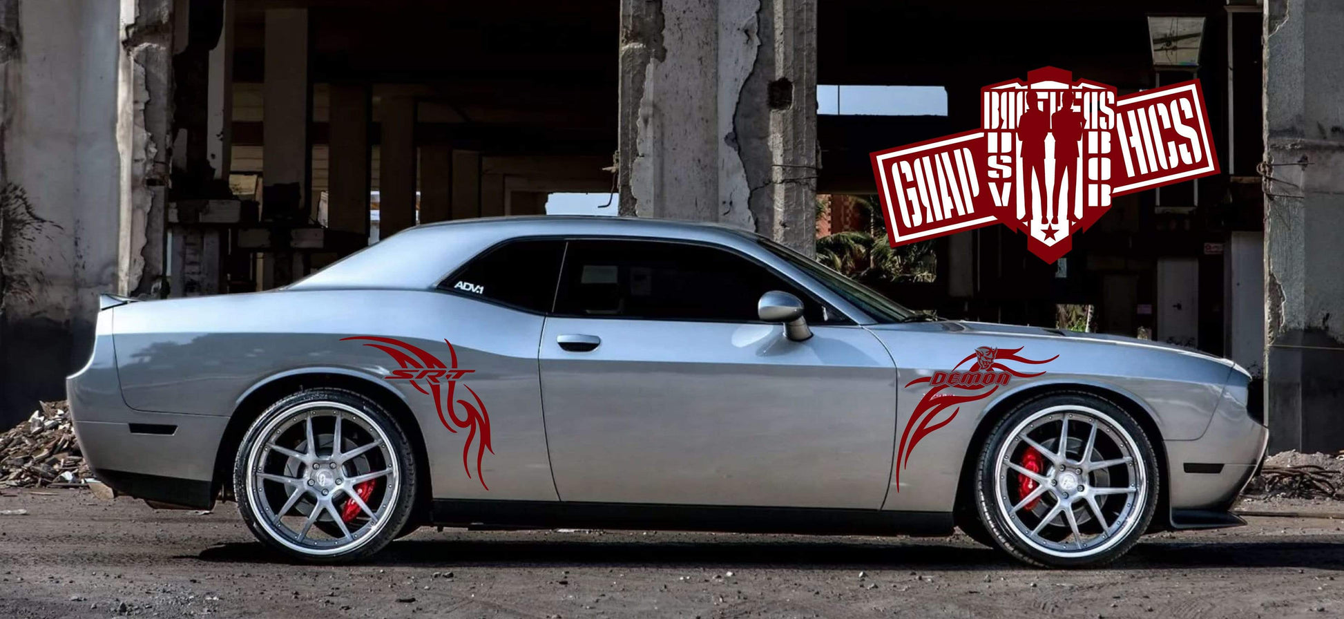 Sport Sticker Decal Side Door Stripes for Dodge Challenger SRT - Brothers-Graphics