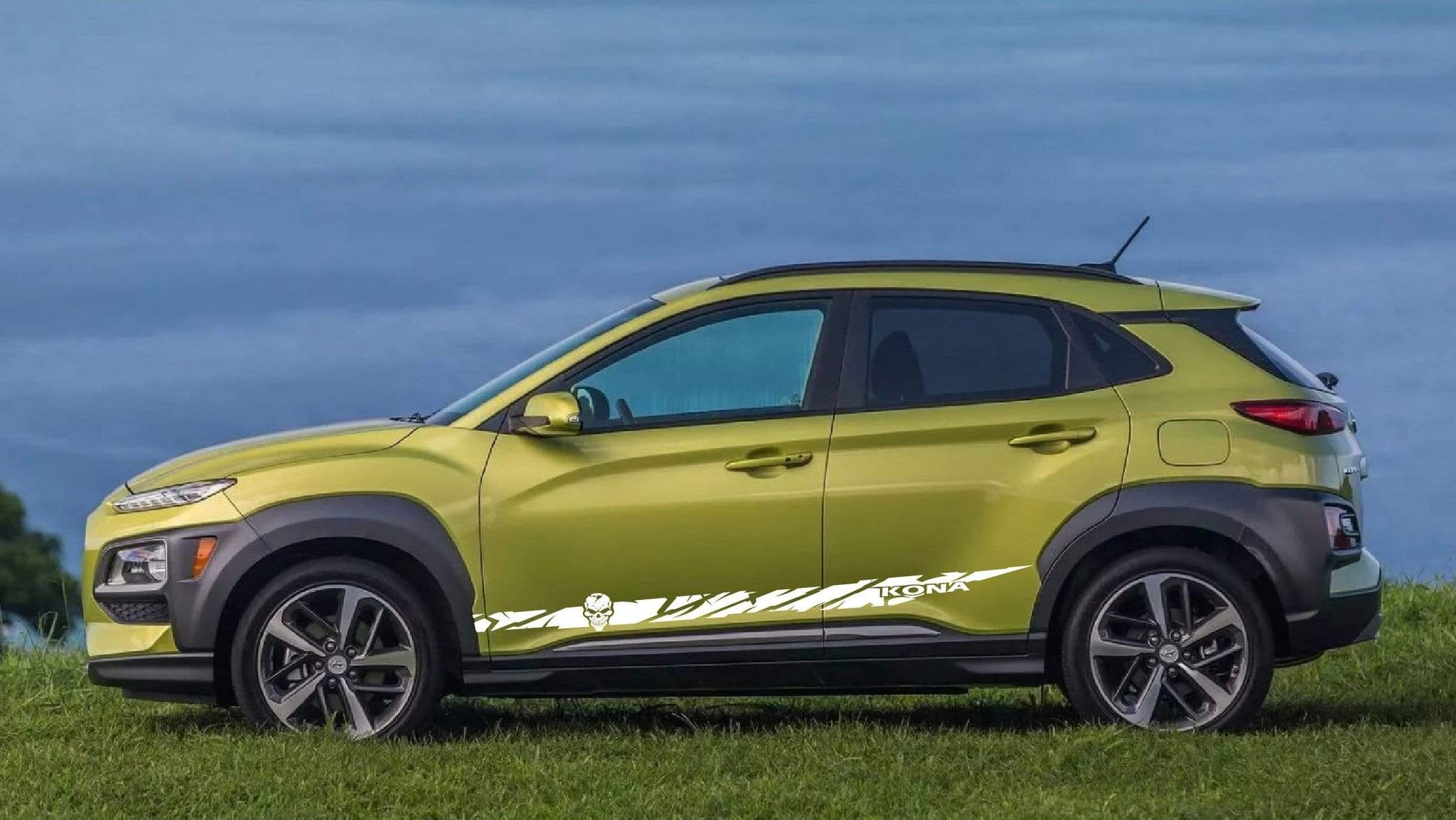 Premium Vinyl Sticker Compatible with Hyundai Kona New Skull Line design