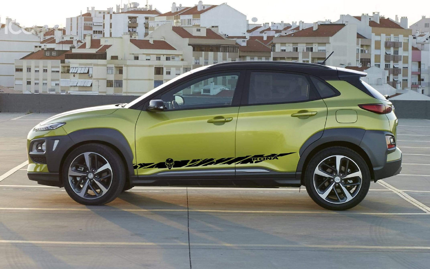 Premium Vinyl Sticker Compatible with Hyundai Kona New Skull Line design