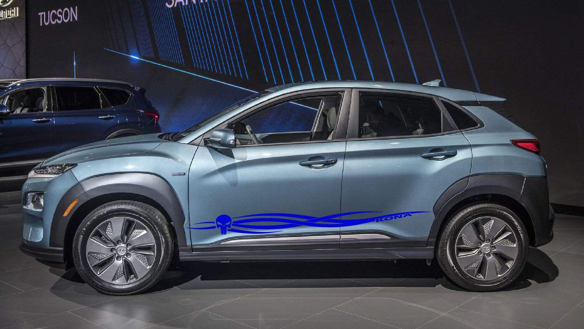 Premium Vinyl Sticker Compatible with Hyundai Kona New Tribal Skull design