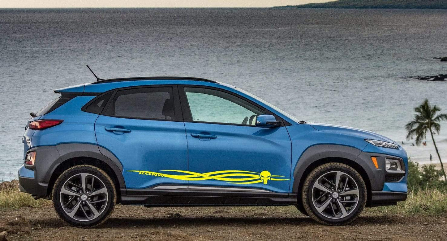 Premium Vinyl Sticker Compatible with Hyundai Kona New Tribal Skull design